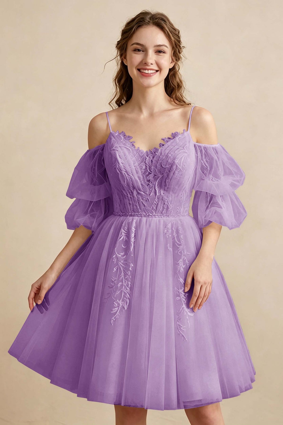 White Off the Shoulder Sweetheart V-Neck Tulle Homecoming Dresses