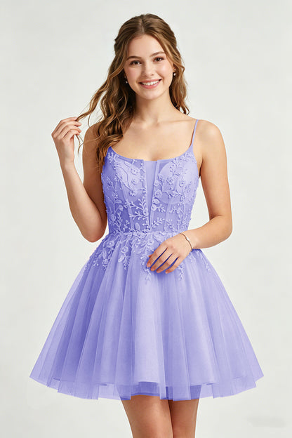 A Line Spaghetti Straps Pink Tulle Homecoming Dresses With Sequins