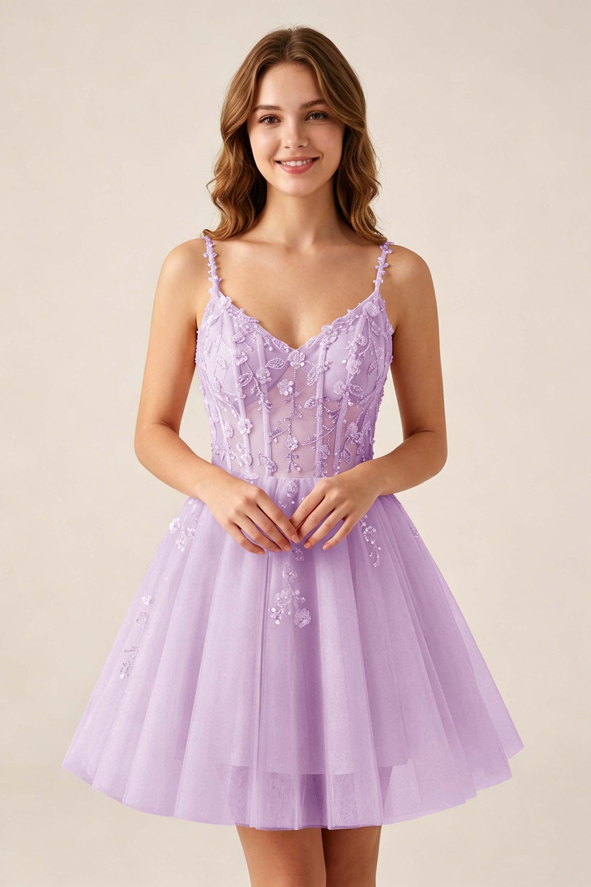 Blush Pink Sequin Corset Sleeveless Short Tulle Homecoming Dresses