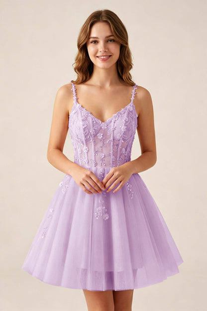 Blush Pink Sequin Corset Sleeveless Short Tulle Homecoming Dresses
