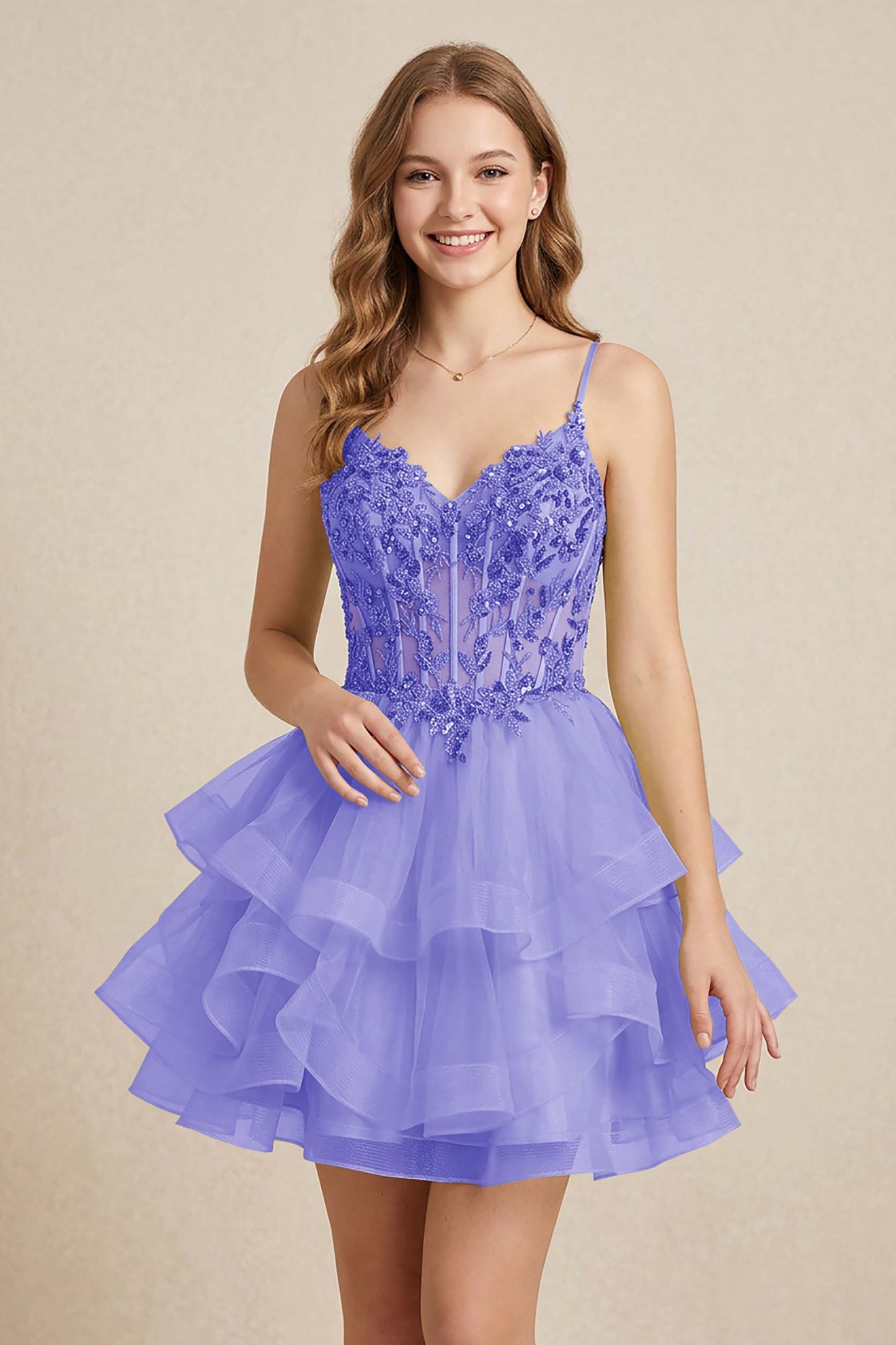 Mint Green Sequin Corset Tiered Tulle Mini Homecoming Dresses