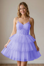 White Corset Tulle Short Homecoming Dresses With Tiered Ruffle