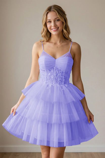 White Corset Tulle Short Homecoming Dresses With Tiered Ruffle
