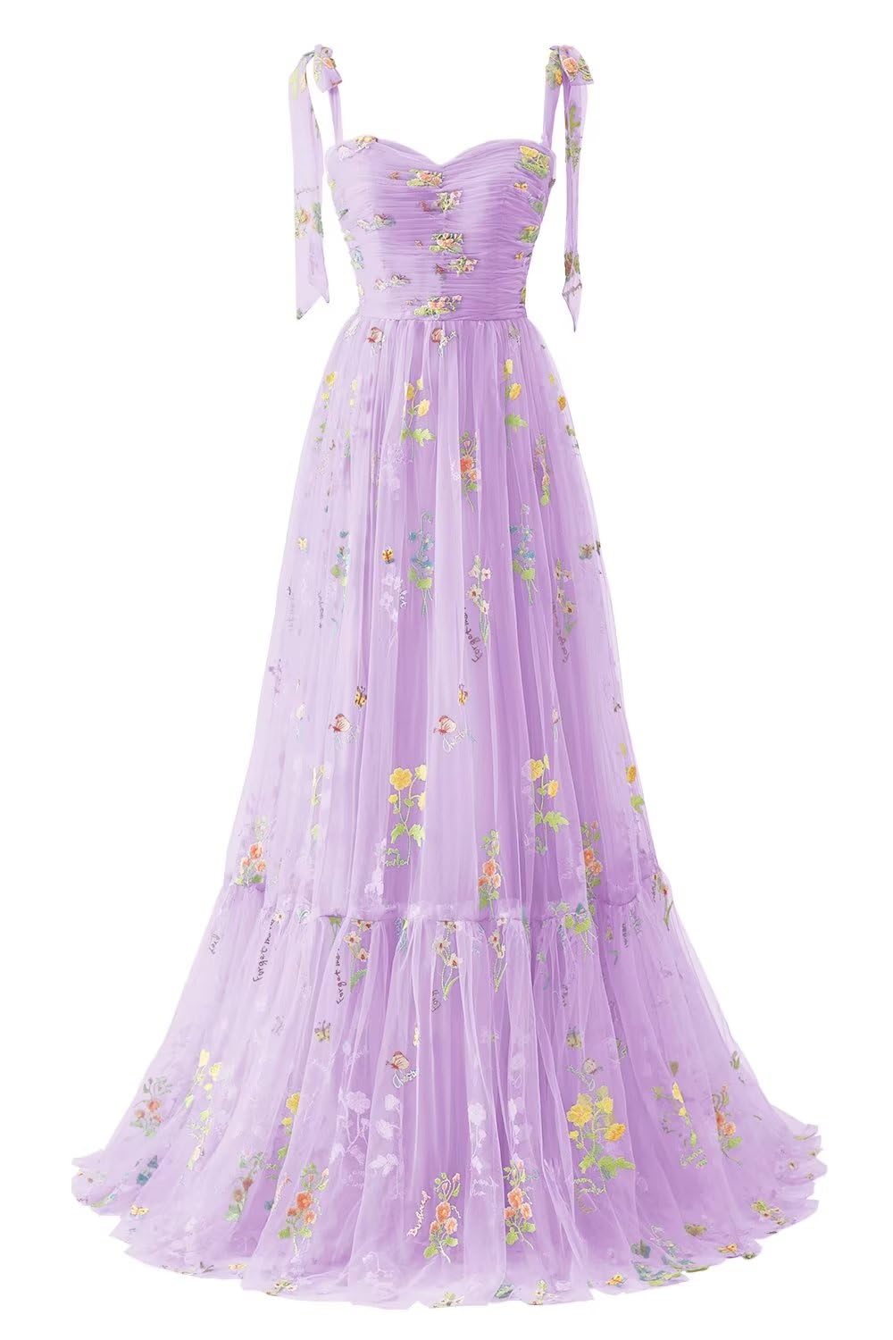 Black Floral Embroidery Tulle Flower Girl Dress with Tie Straps