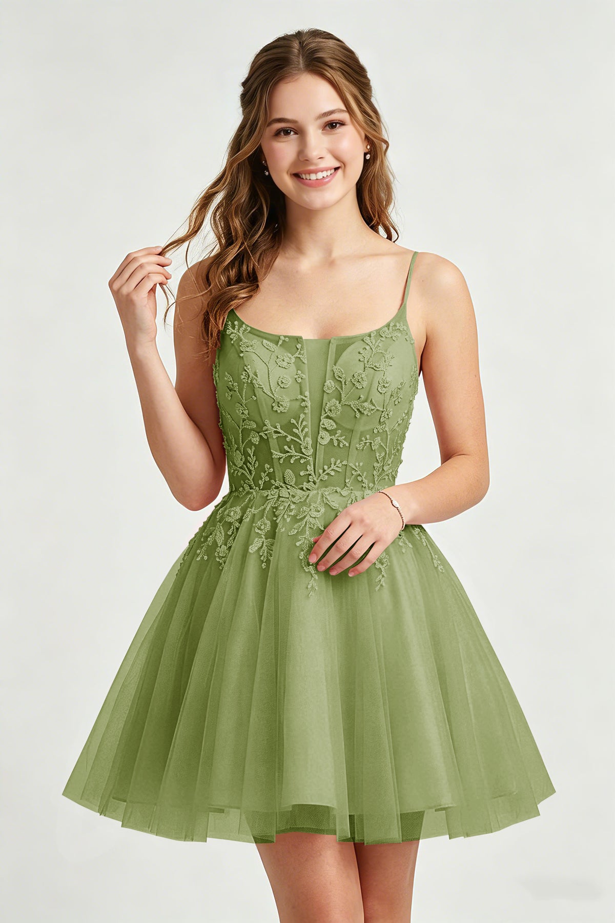 A Line Spaghetti Straps Pink Tulle Homecoming Dresses With Sequins