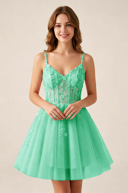 Blush Pink Sequin Corset Sleeveless Short Tulle Homecoming Dresses