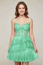 Lavender Sequin Layered Tiered Short Tulle Homecoming Dresses