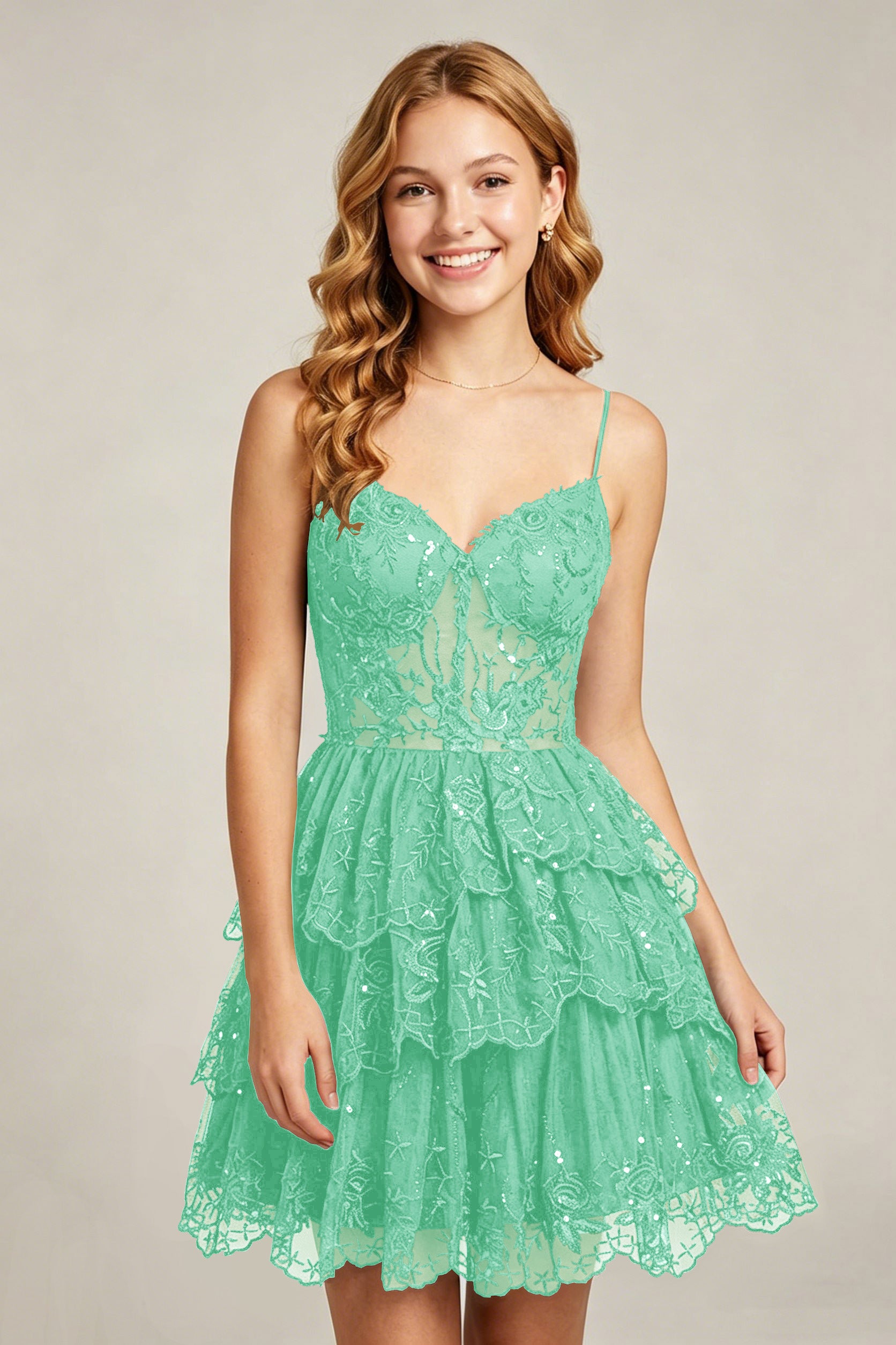 Sweetheart V-Neck Black Lace appliques Homecoming Dresses with Sequins
