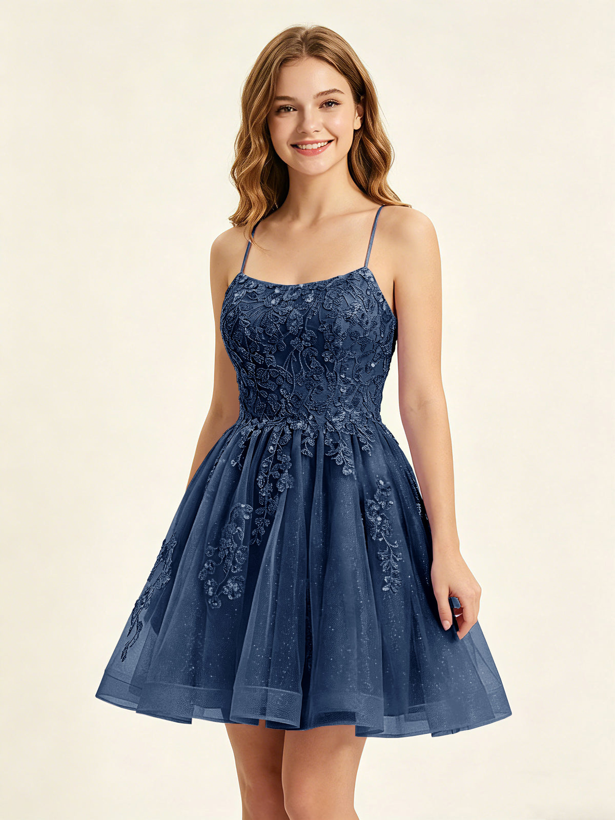 A Line Sequins Lilac Tulle Homecoming Dresses with Appliques
