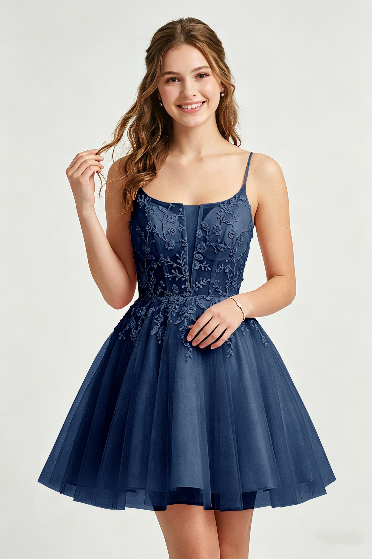 A Line Spaghetti Straps Pink Tulle Homecoming Dresses With Sequins