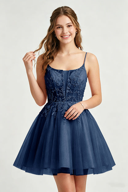 A Line Spaghetti Straps Pink Tulle Homecoming Dresses With Sequins