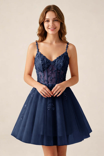 Blush Pink Sequin Corset Sleeveless Short Tulle Homecoming Dresses