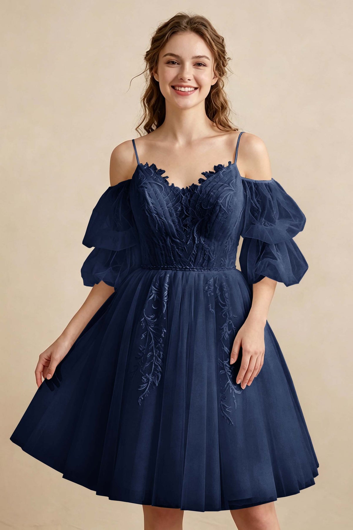 White Off the Shoulder Sweetheart V-Neck Tulle Homecoming Dresses