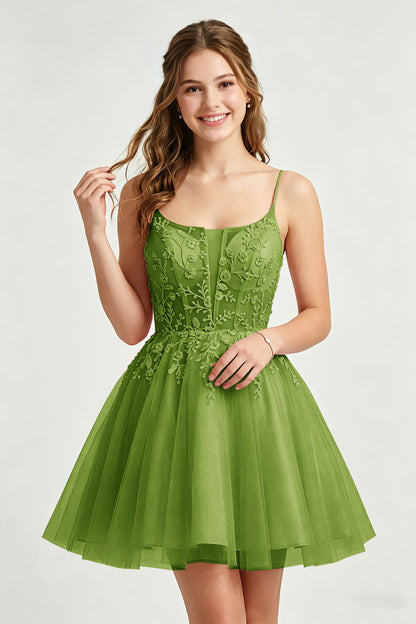 A Line Spaghetti Straps Pink Tulle Homecoming Dresses With Sequins