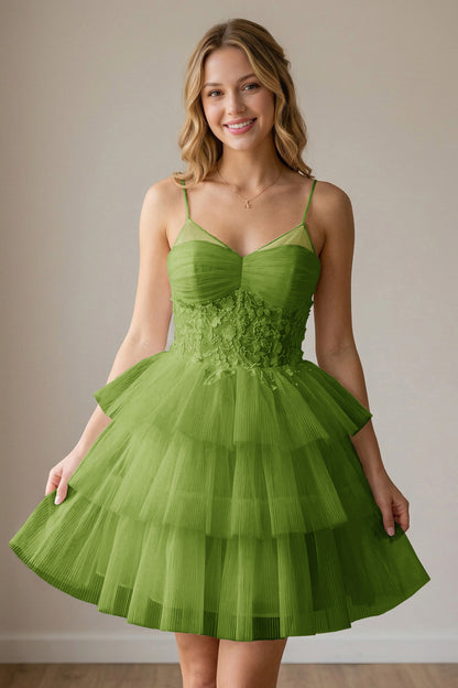 White Corset Tulle Short Homecoming Dresses With Tiered Ruffle