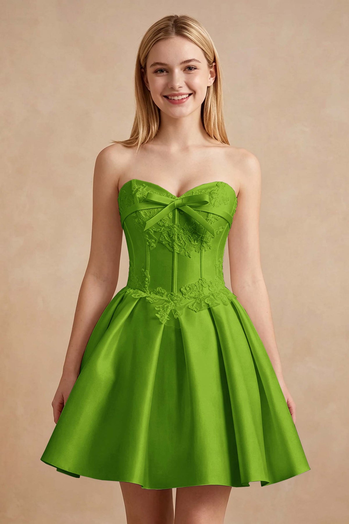 White Strapless Satin Corset Short Homecoming Dresses with Bow