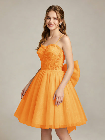 A-Line Light Cyan Sweetheart Tulle Homecoming Dresses with Lace Appliques
