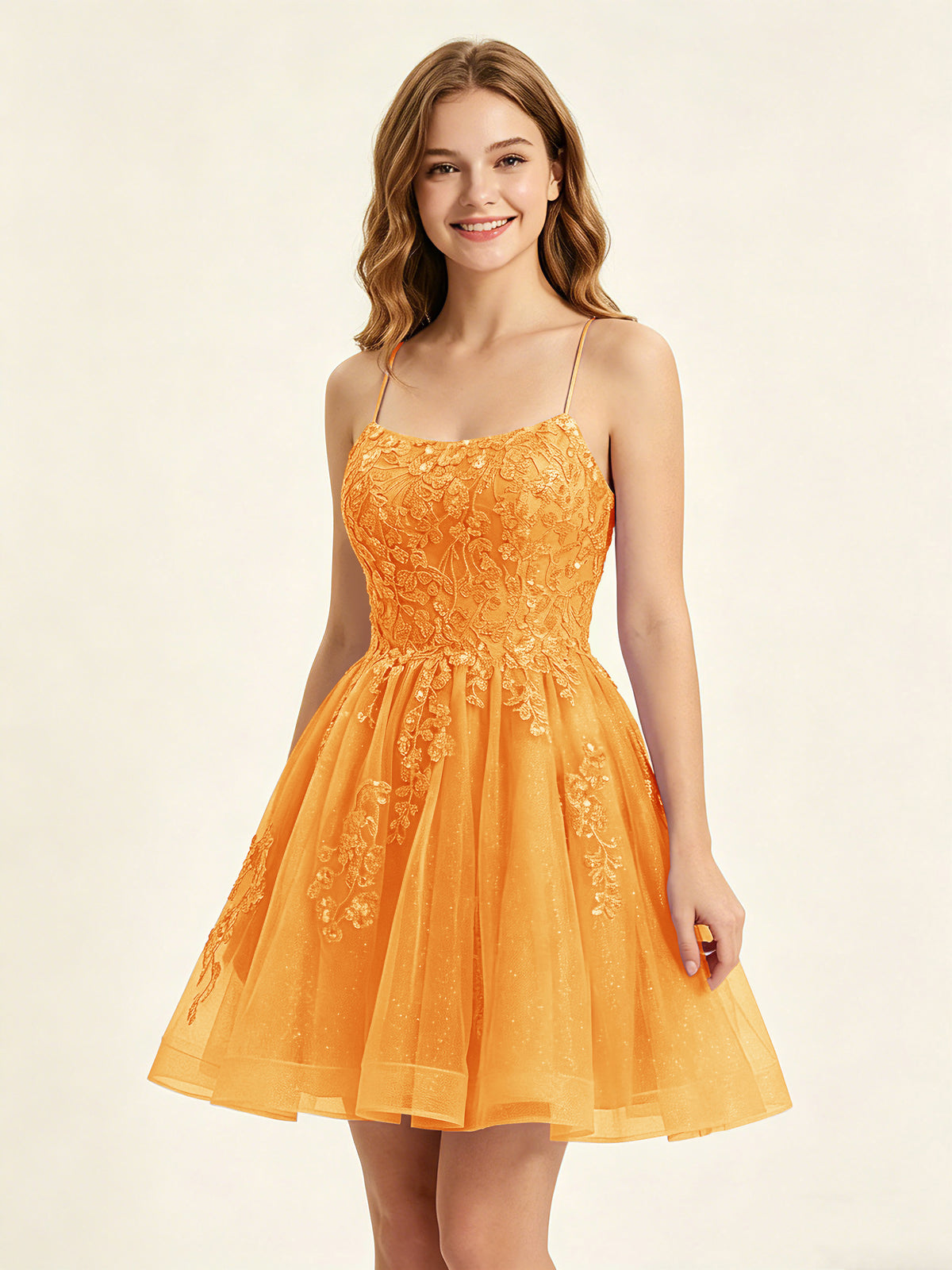 A Line Sequins Lilac Tulle Homecoming Dresses with Appliques