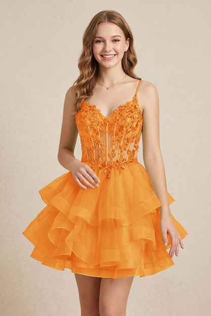 Mint Green Sequin Corset Tiered Tulle Mini Homecoming Dresses