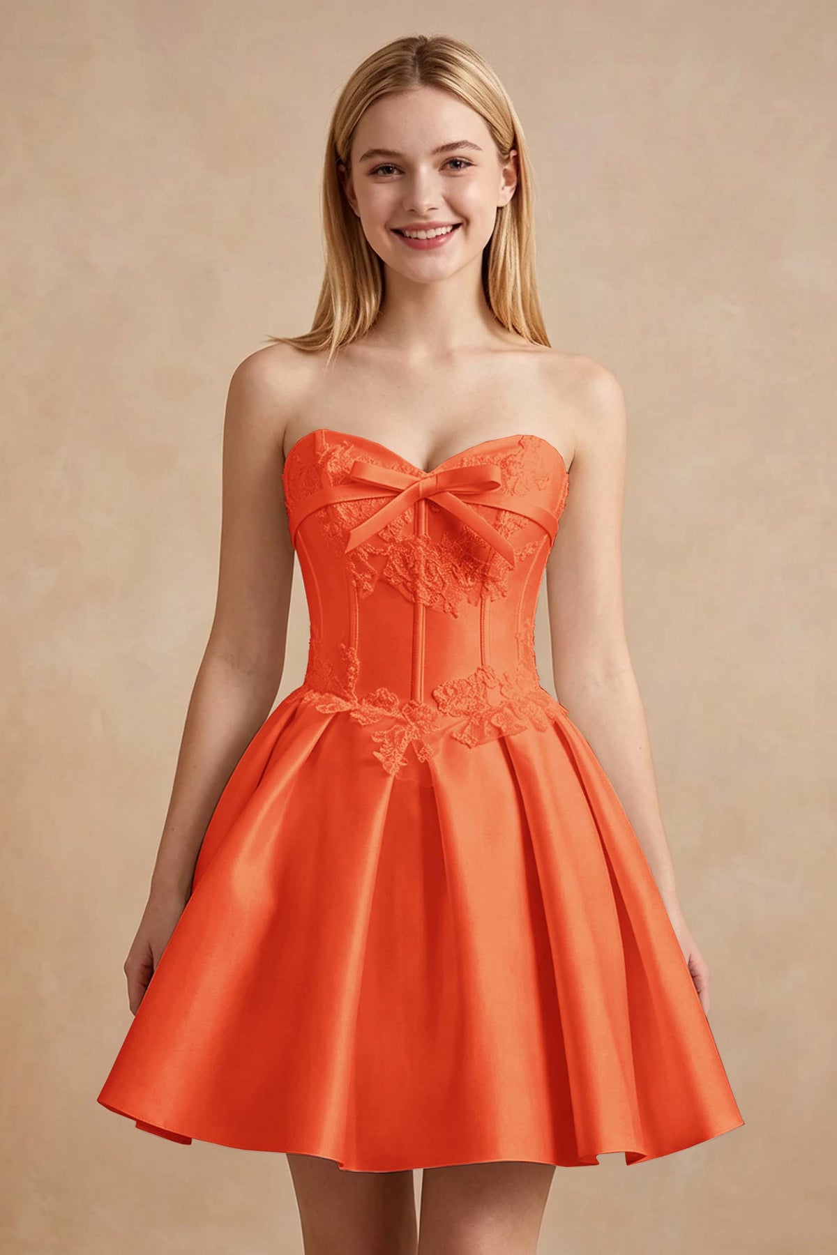 White Strapless Satin Corset Short Homecoming Dresses with Bow