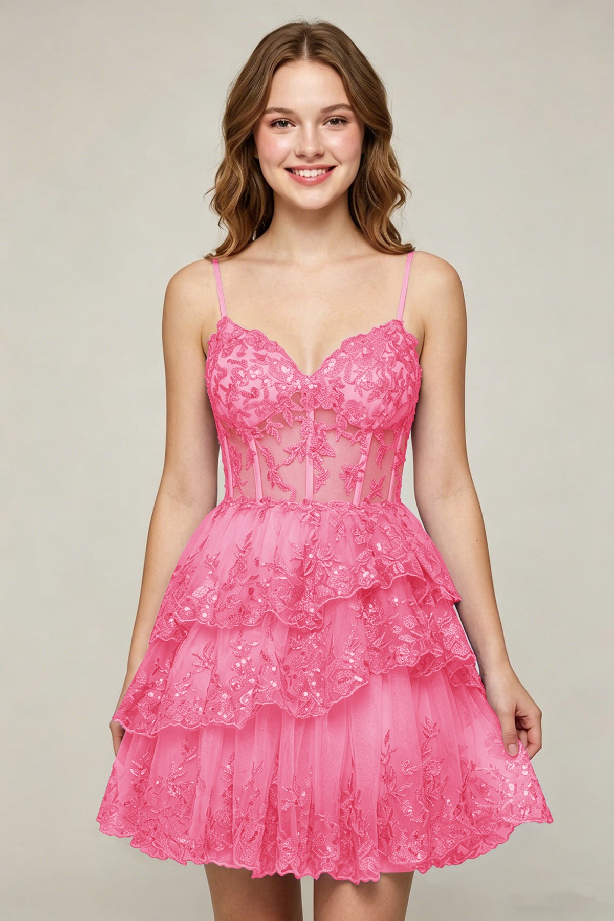 Lavender Sequin Layered Tiered Short Tulle Homecoming Dresses