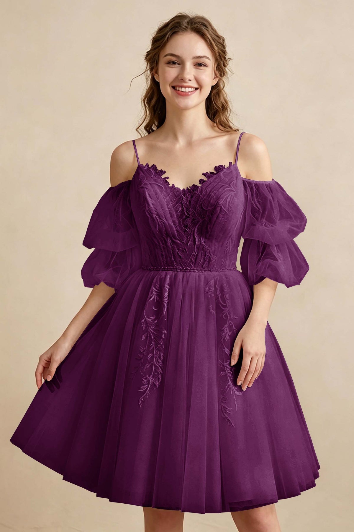 White Off the Shoulder Sweetheart V-Neck Tulle Homecoming Dresses