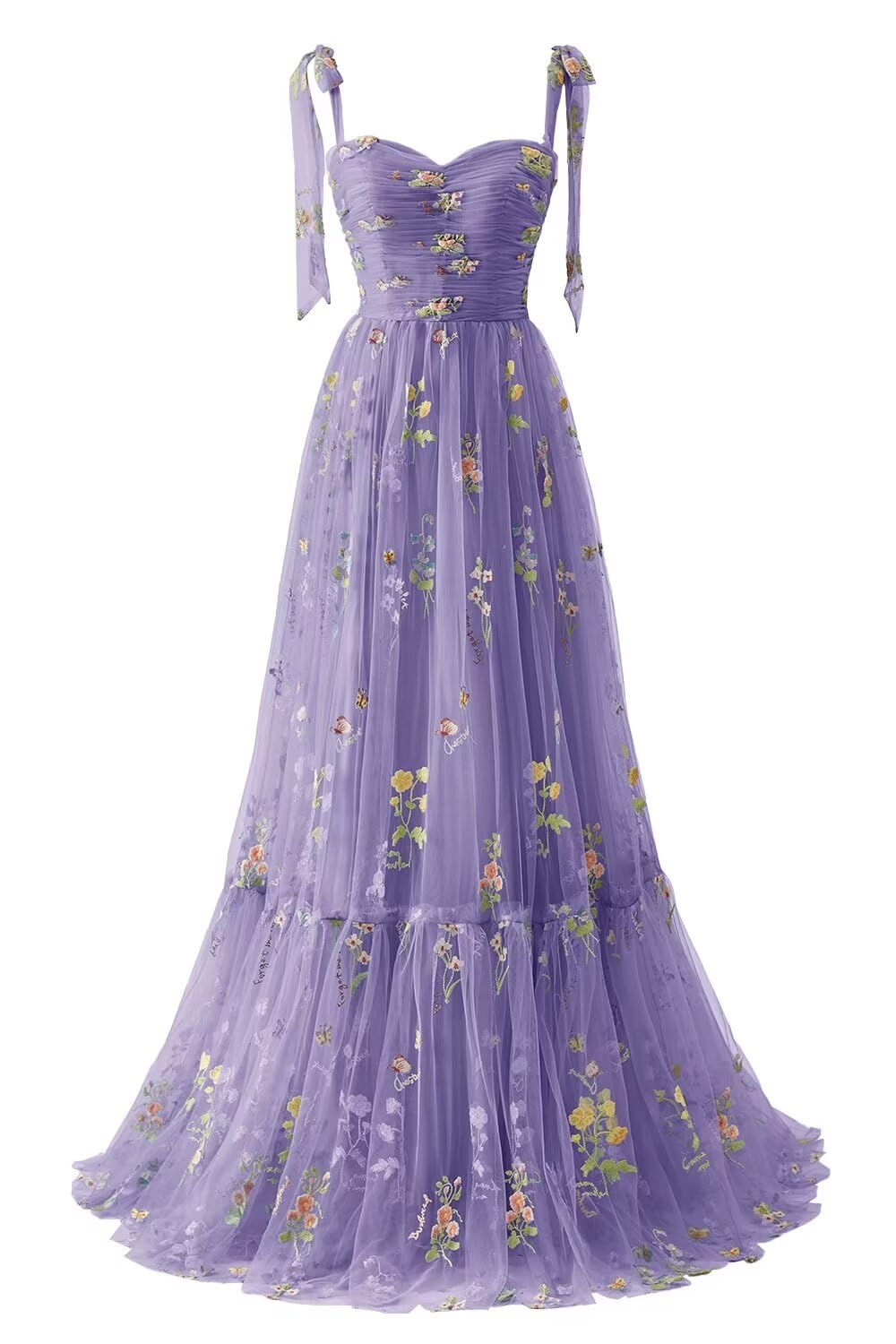 Black Floral Embroidery Tulle Flower Girl Dress with Tie Straps