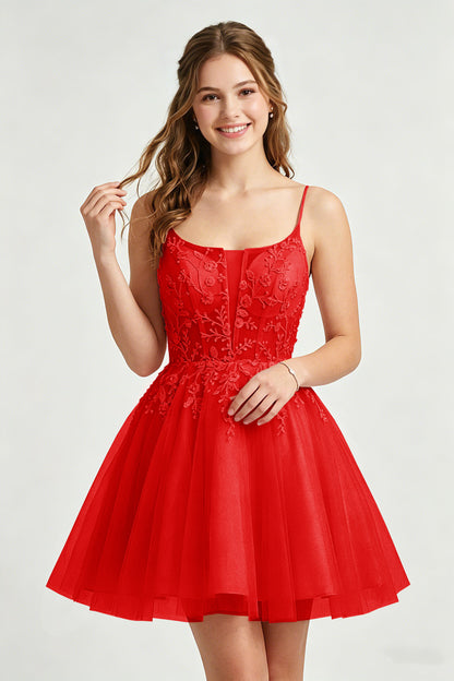 A Line Spaghetti Straps Pink Tulle Homecoming Dresses With Sequins