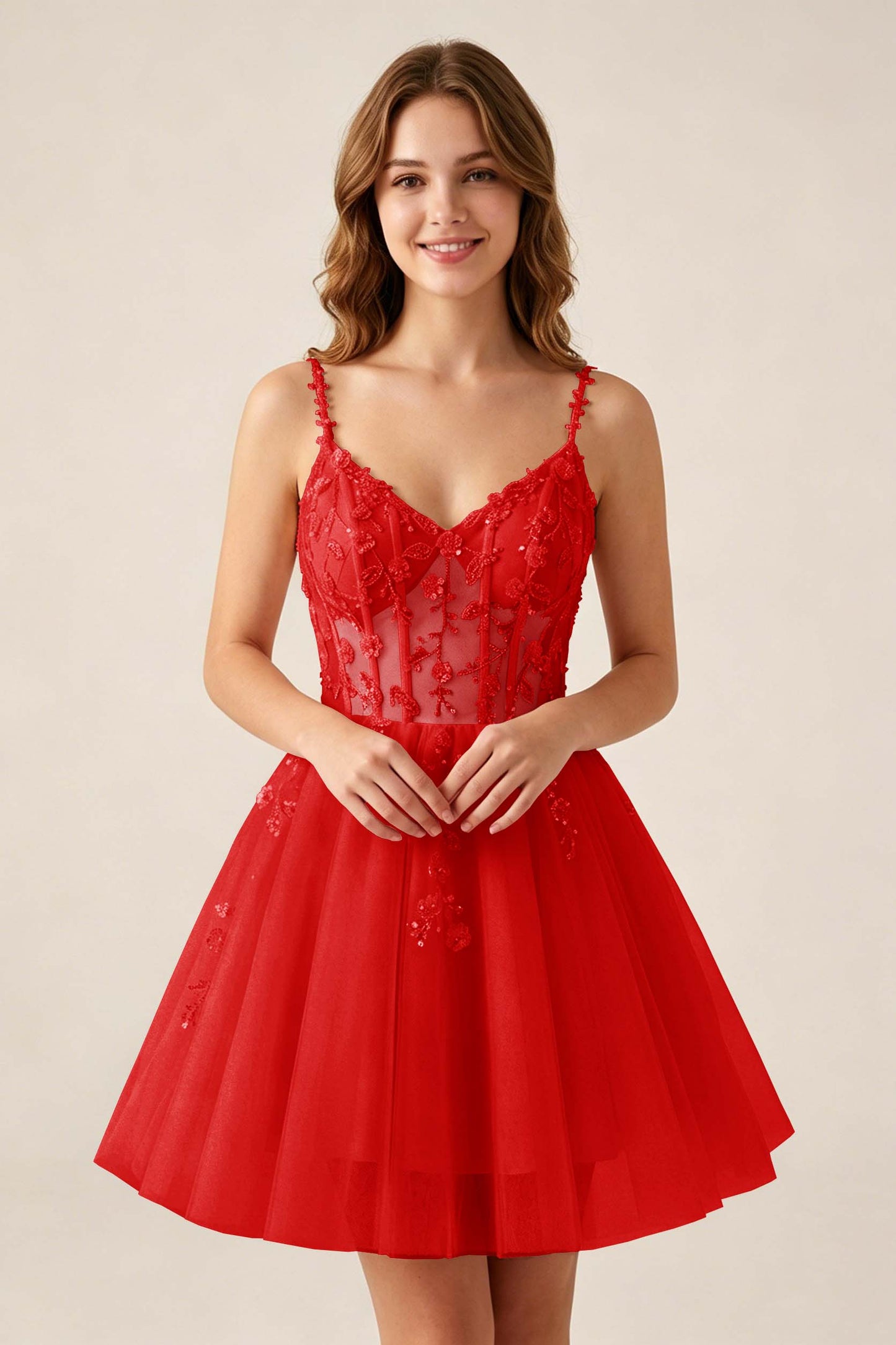Blush Pink Sequin Corset Sleeveless Short Tulle Homecoming Dresses