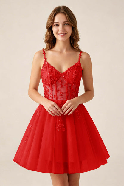Blush Pink Sequin Corset Sleeveless Short Tulle Homecoming Dresses