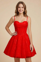 White Cowl Neck Sequin Satin Corset Homecoming Dresses