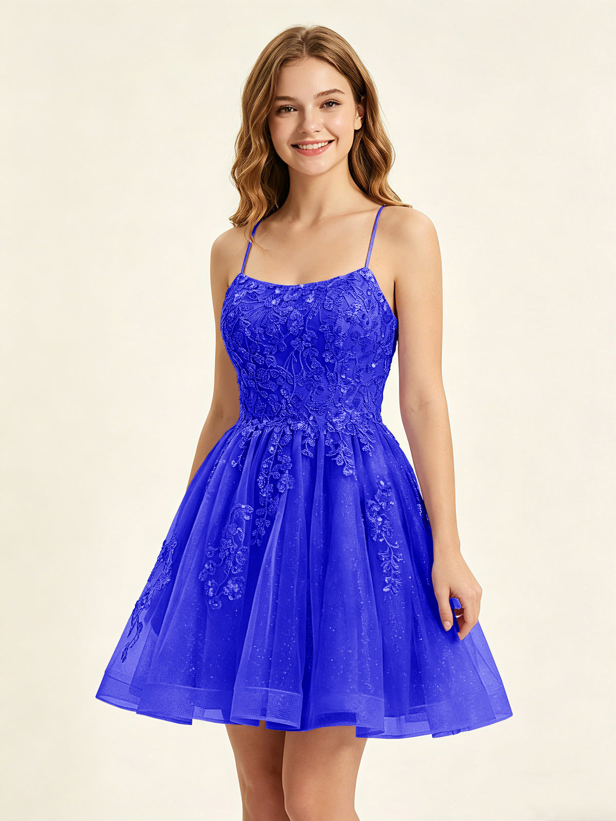 A Line Sequins Lilac Tulle Homecoming Dresses with Appliques