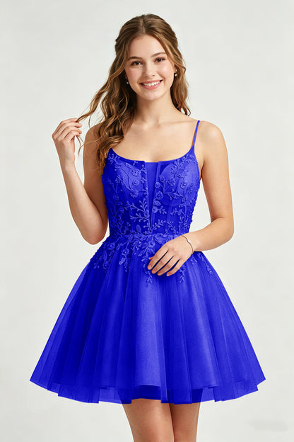 A Line Spaghetti Straps Pink Tulle Homecoming Dresses With Sequins