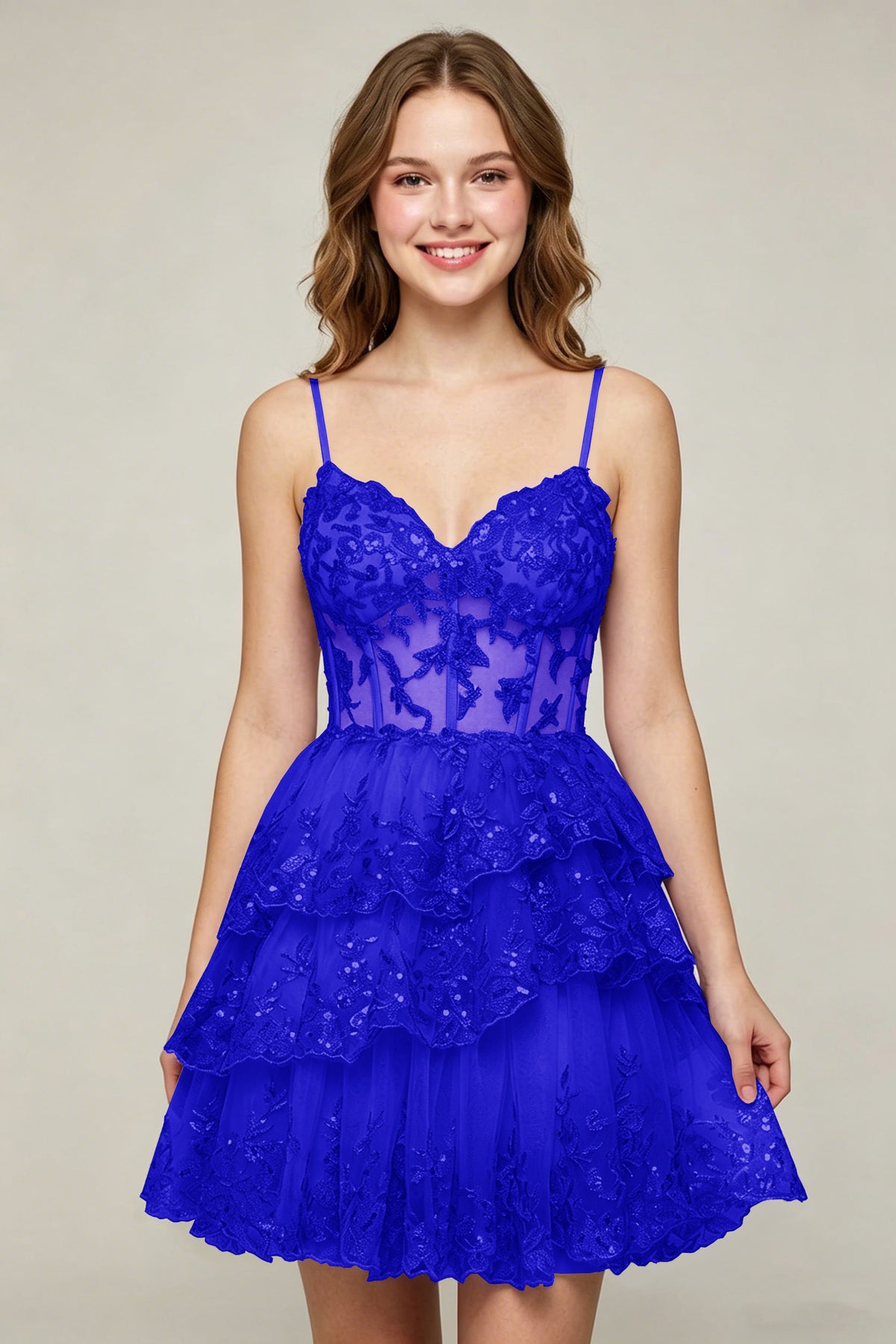 Lavender Sequin Layered Tiered Short Tulle Homecoming Dresses