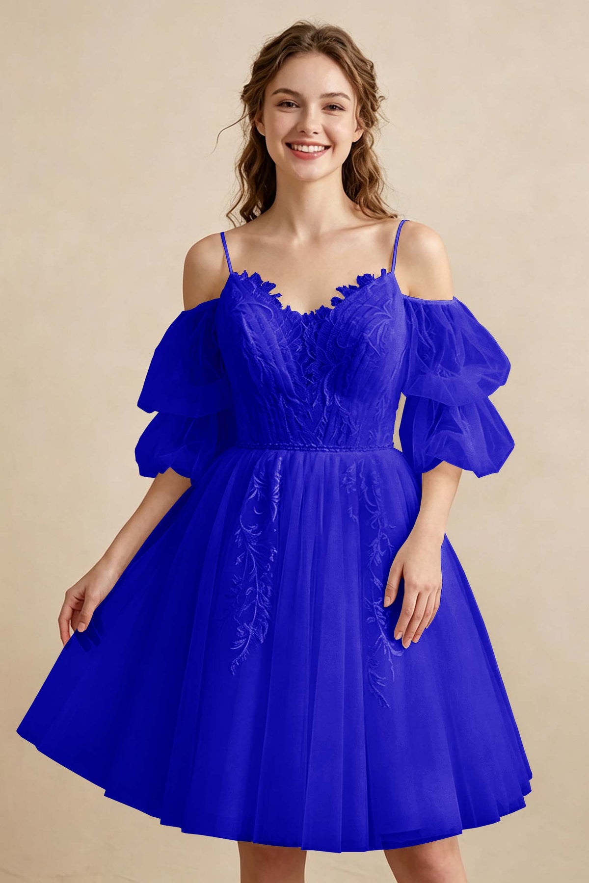 White Off the Shoulder Sweetheart V-Neck Tulle Homecoming Dresses