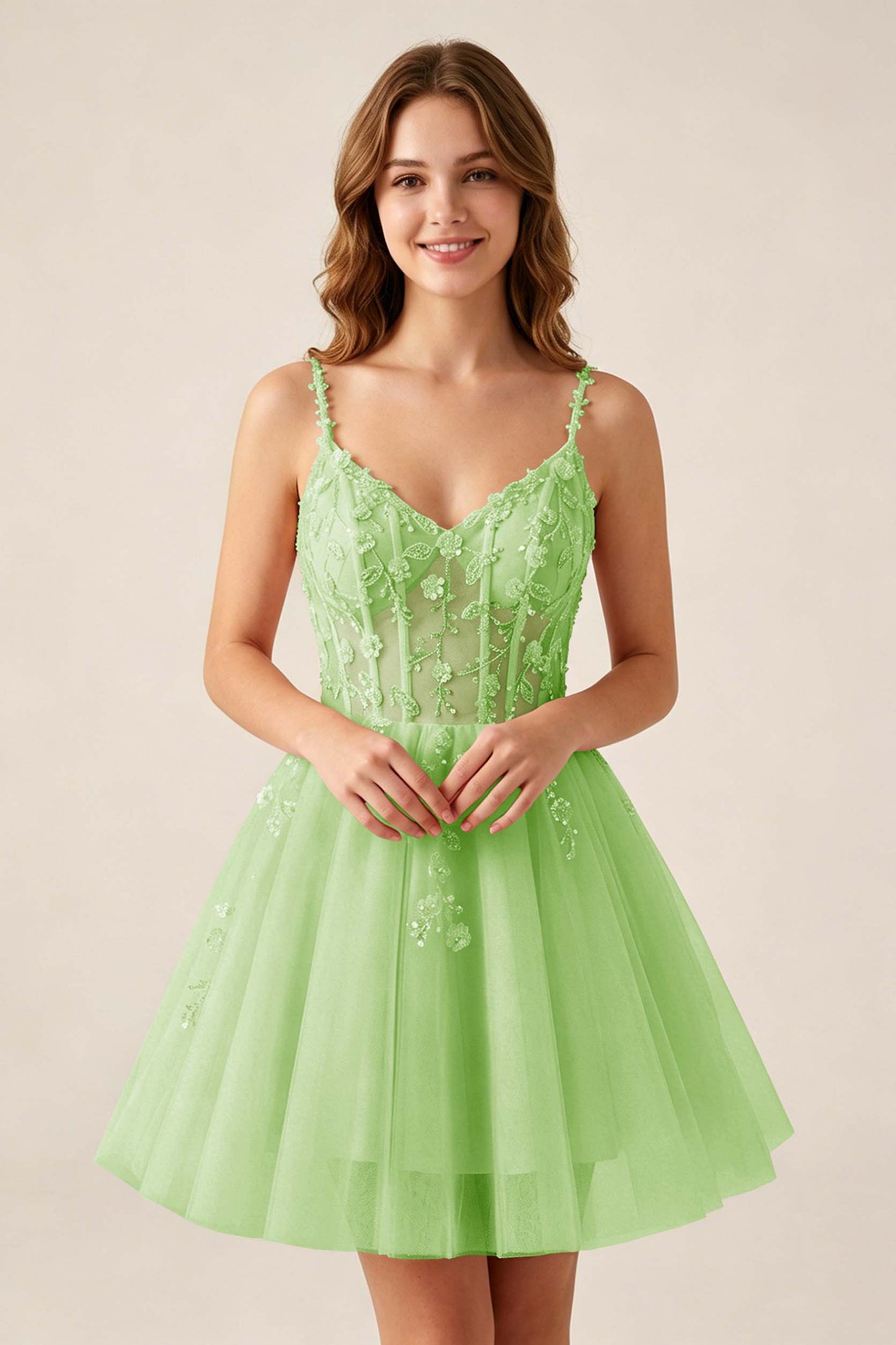 Blush Pink Sequin Corset Sleeveless Short Tulle Homecoming Dresses