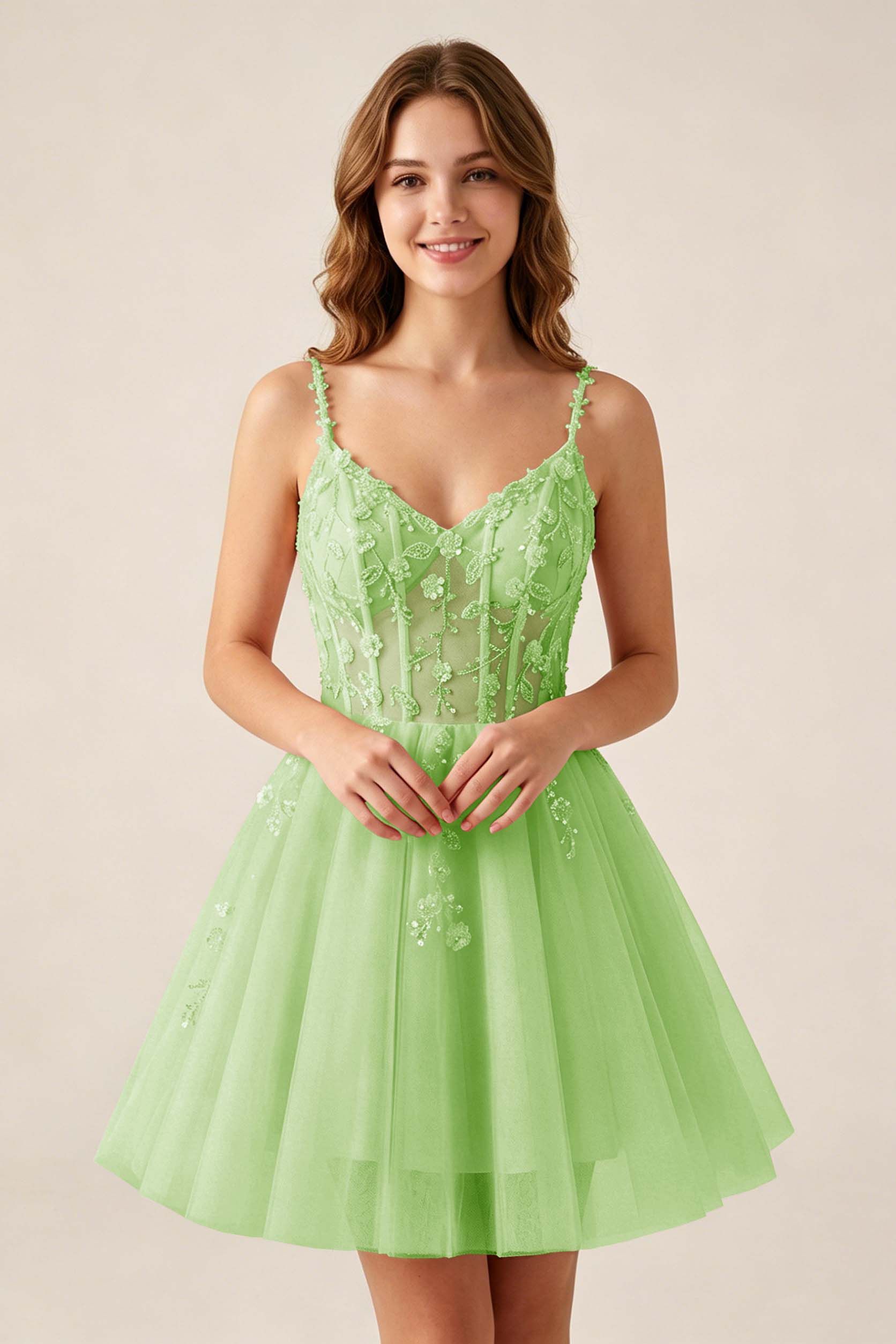 Blush Pink Sequin Corset Sleeveless Short Tulle Homecoming Dresses
