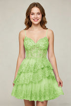 Lavender Sequin Layered Tiered Short Tulle Homecoming Dresses