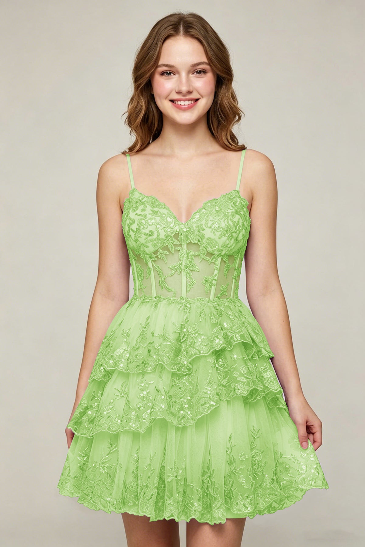 Lavender Sequin Layered Tiered Short Tulle Homecoming Dresses