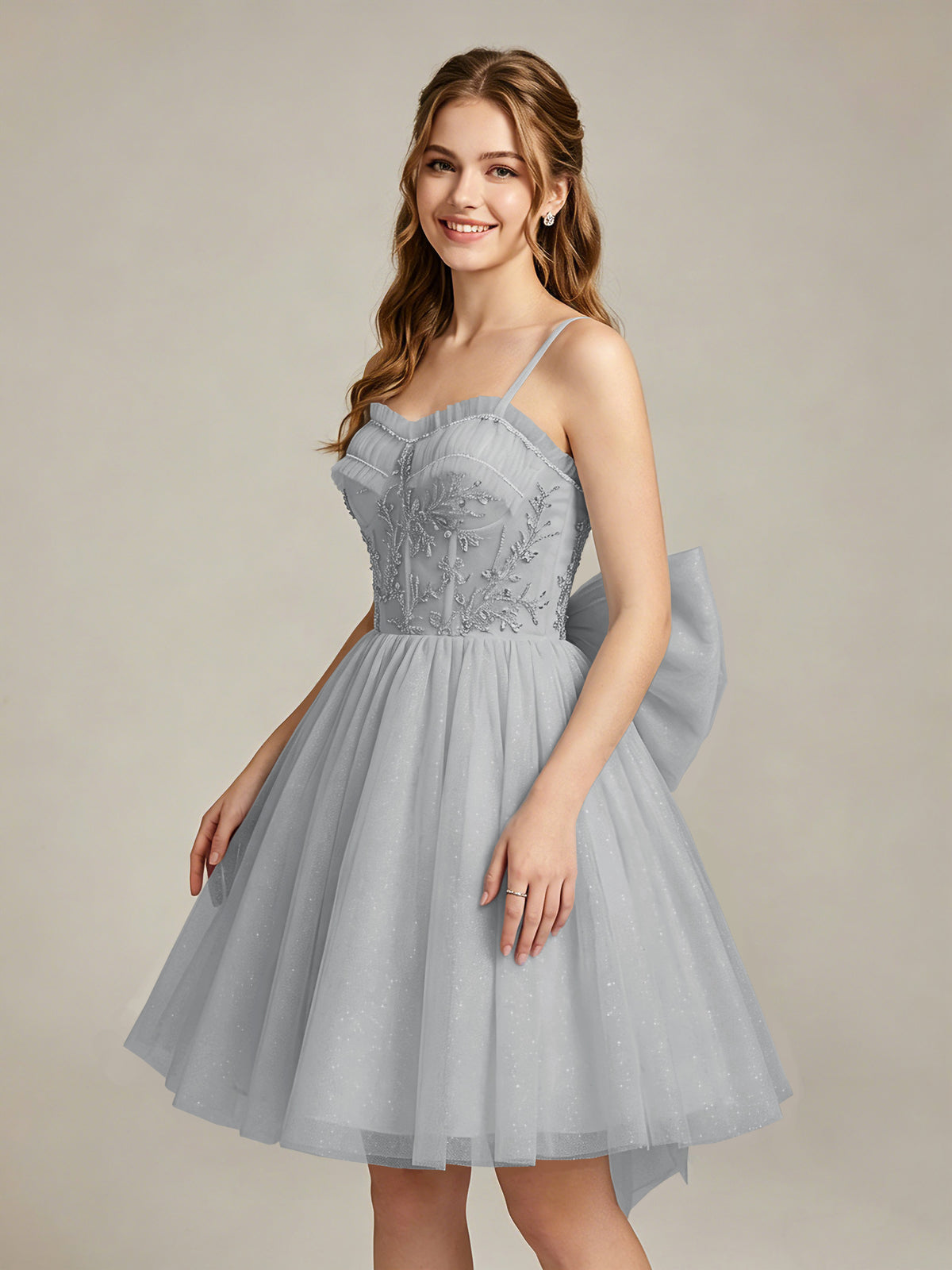 A-Line Light Cyan Sweetheart Tulle Homecoming Dresses with Lace Appliques