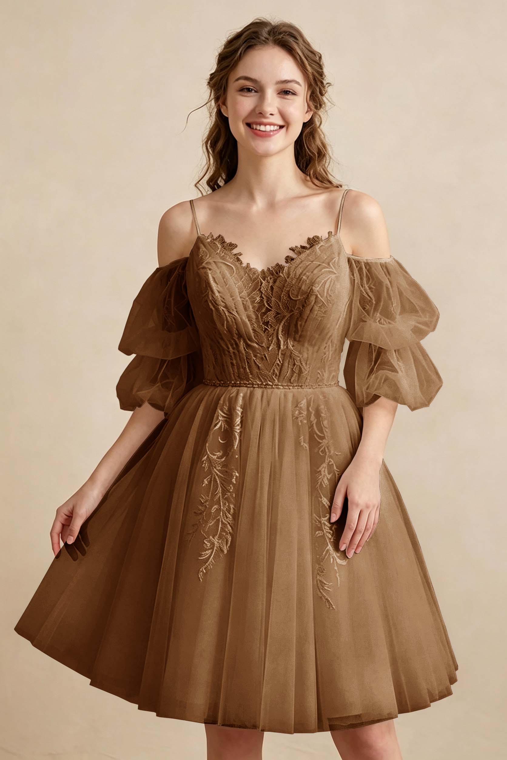 White Off the Shoulder Sweetheart V-Neck Tulle Homecoming Dresses