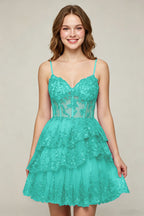 Lavender Sequin Layered Tiered Short Tulle Homecoming Dresses