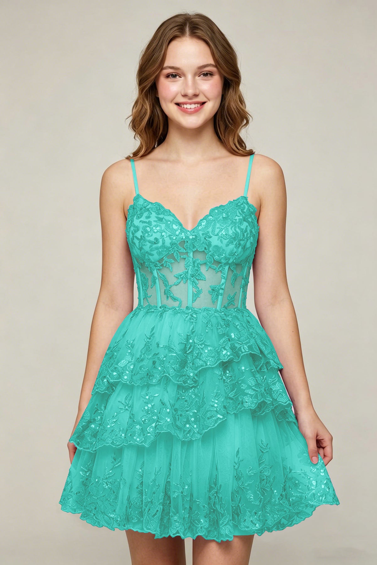 Lavender Sequin Layered Tiered Short Tulle Homecoming Dresses