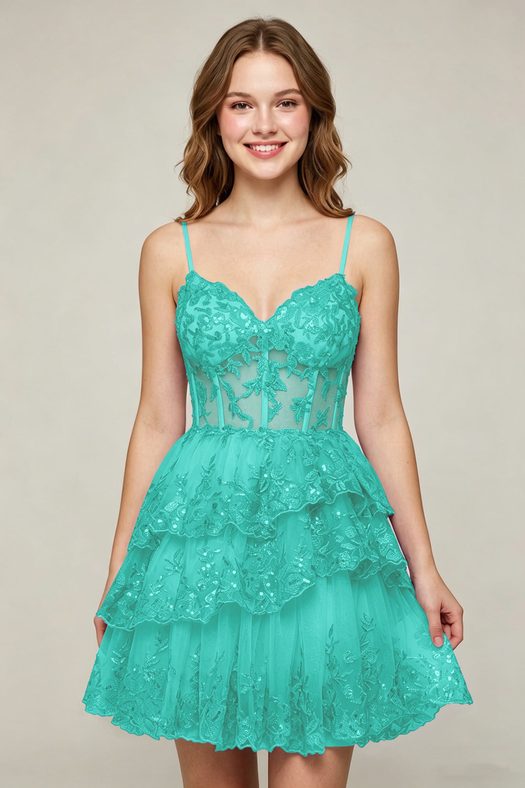 Lavender Sequin Layered Tiered Short Tulle Homecoming Dresses