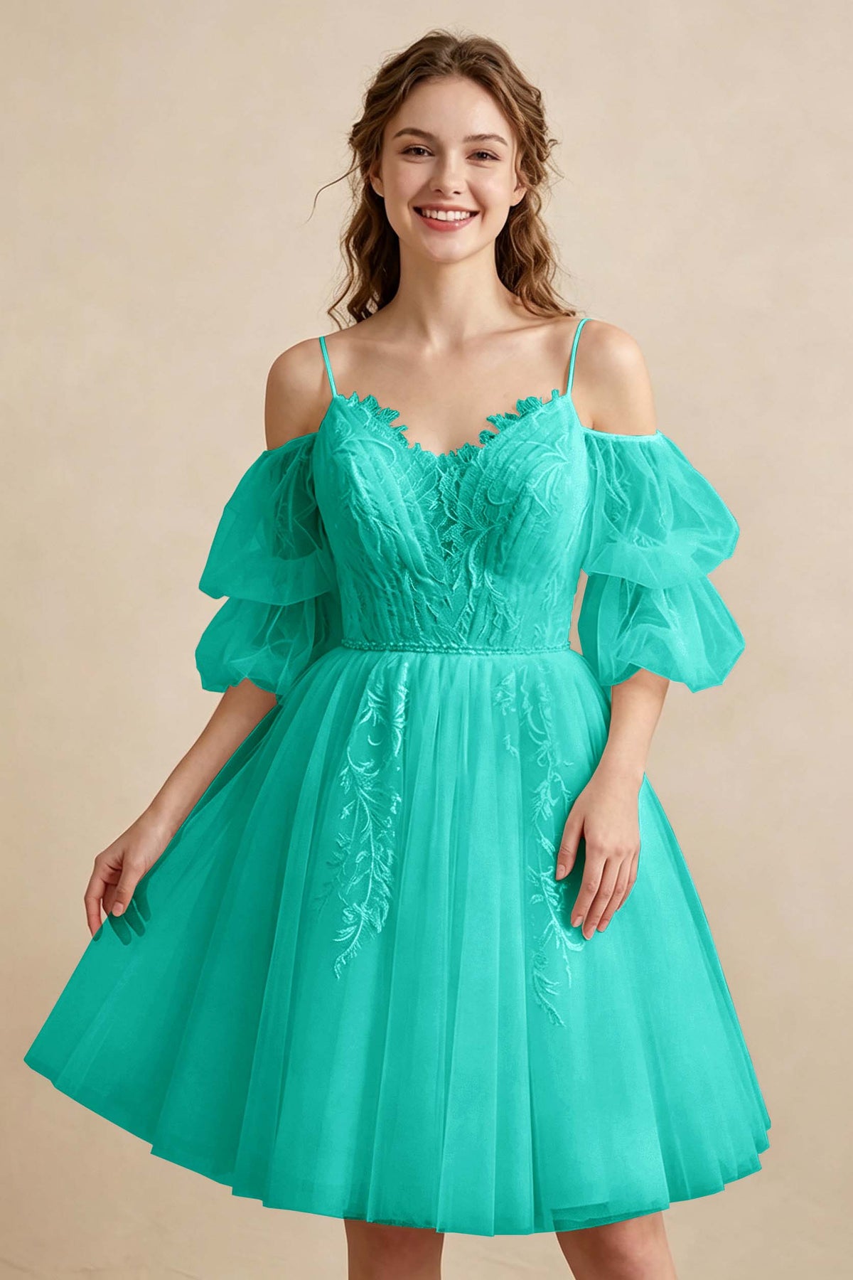White Off the Shoulder Sweetheart V-Neck Tulle Homecoming Dresses