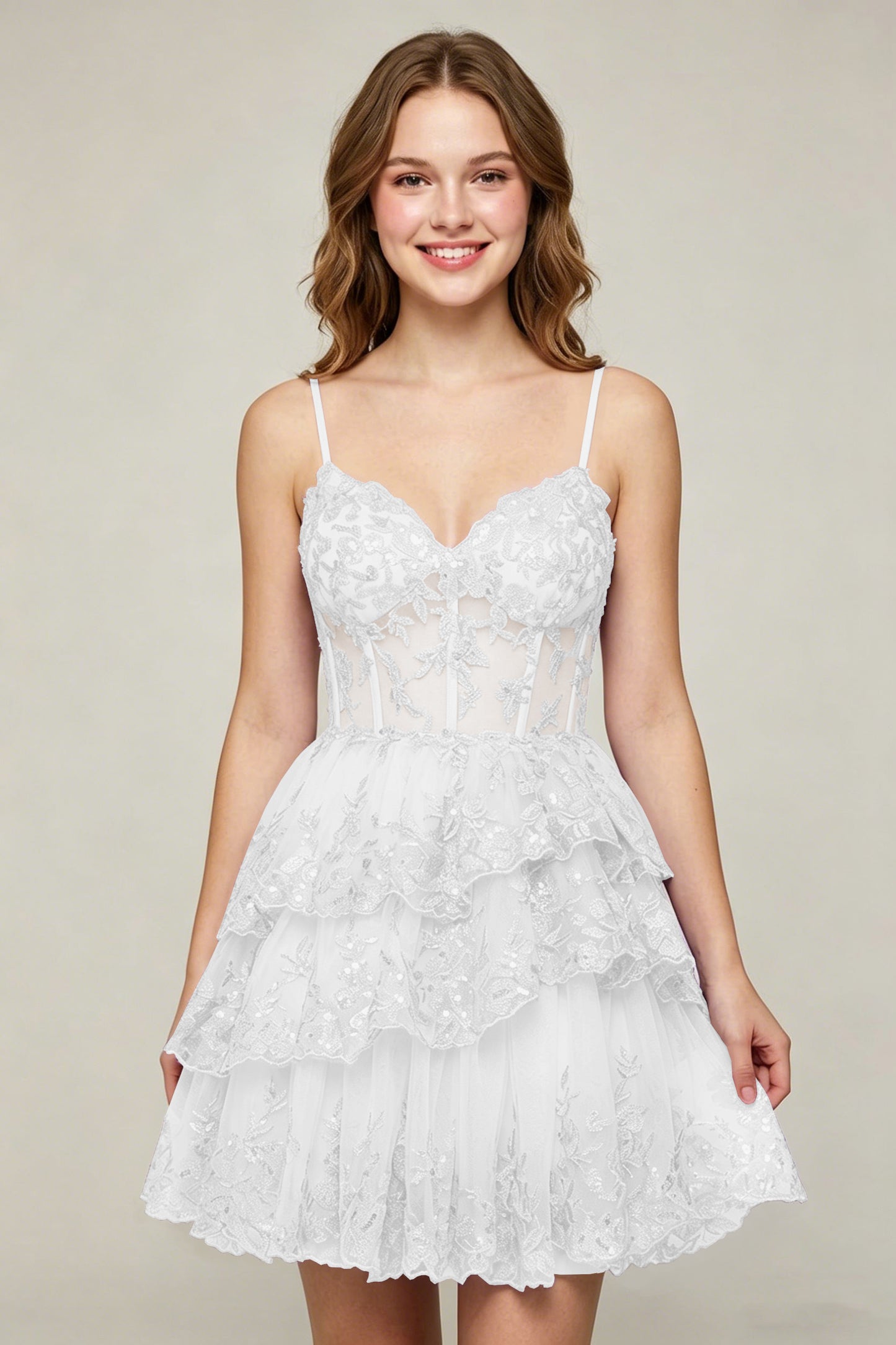 Lavender Sequin Layered Tiered Short Tulle Homecoming Dresses