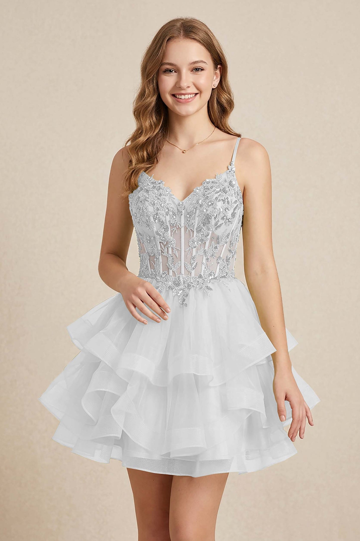 Mint Green Sequin Corset Tiered Tulle Mini Homecoming Dresses