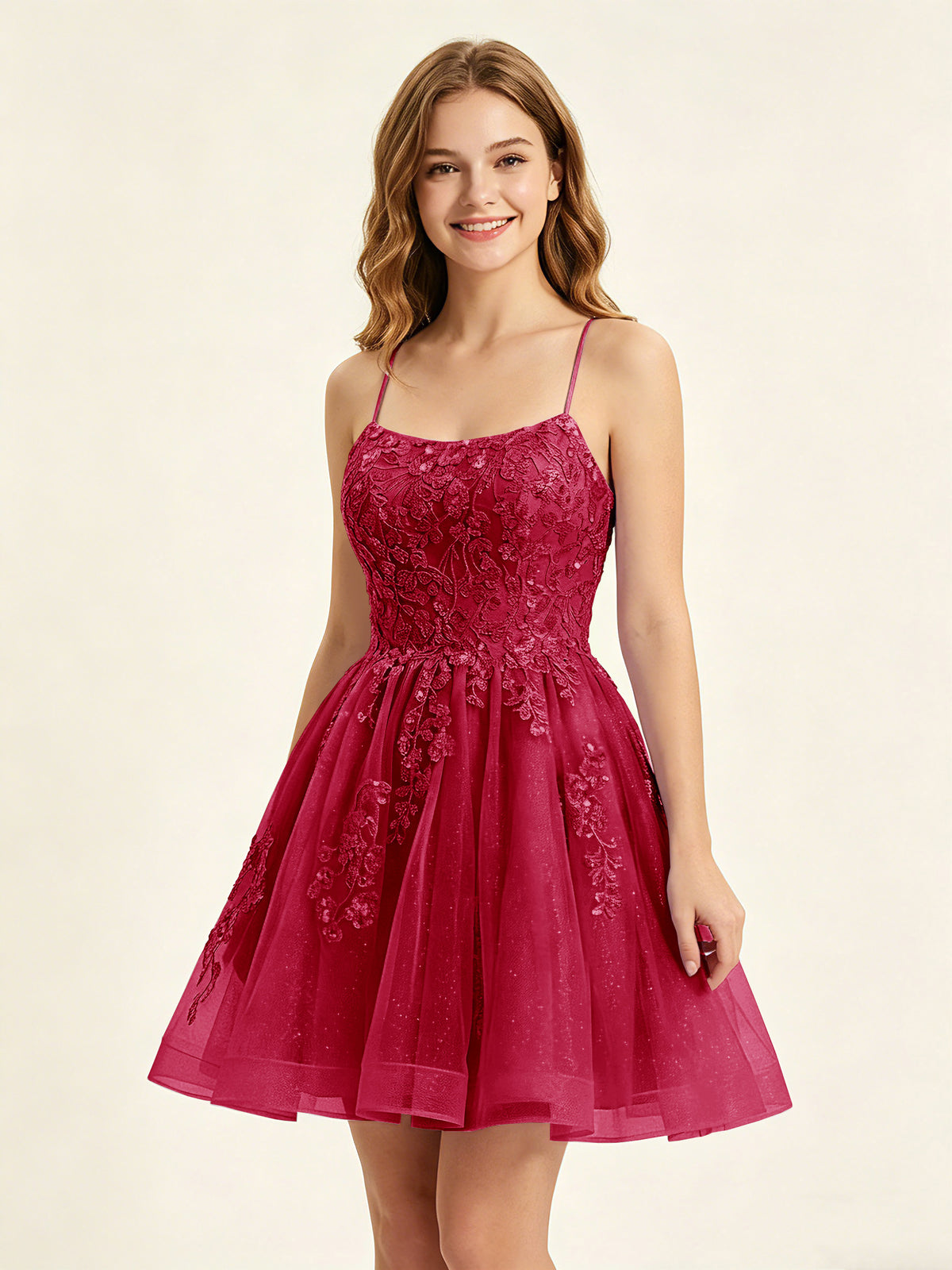 A Line Sequins Lilac Tulle Homecoming Dresses with Appliques