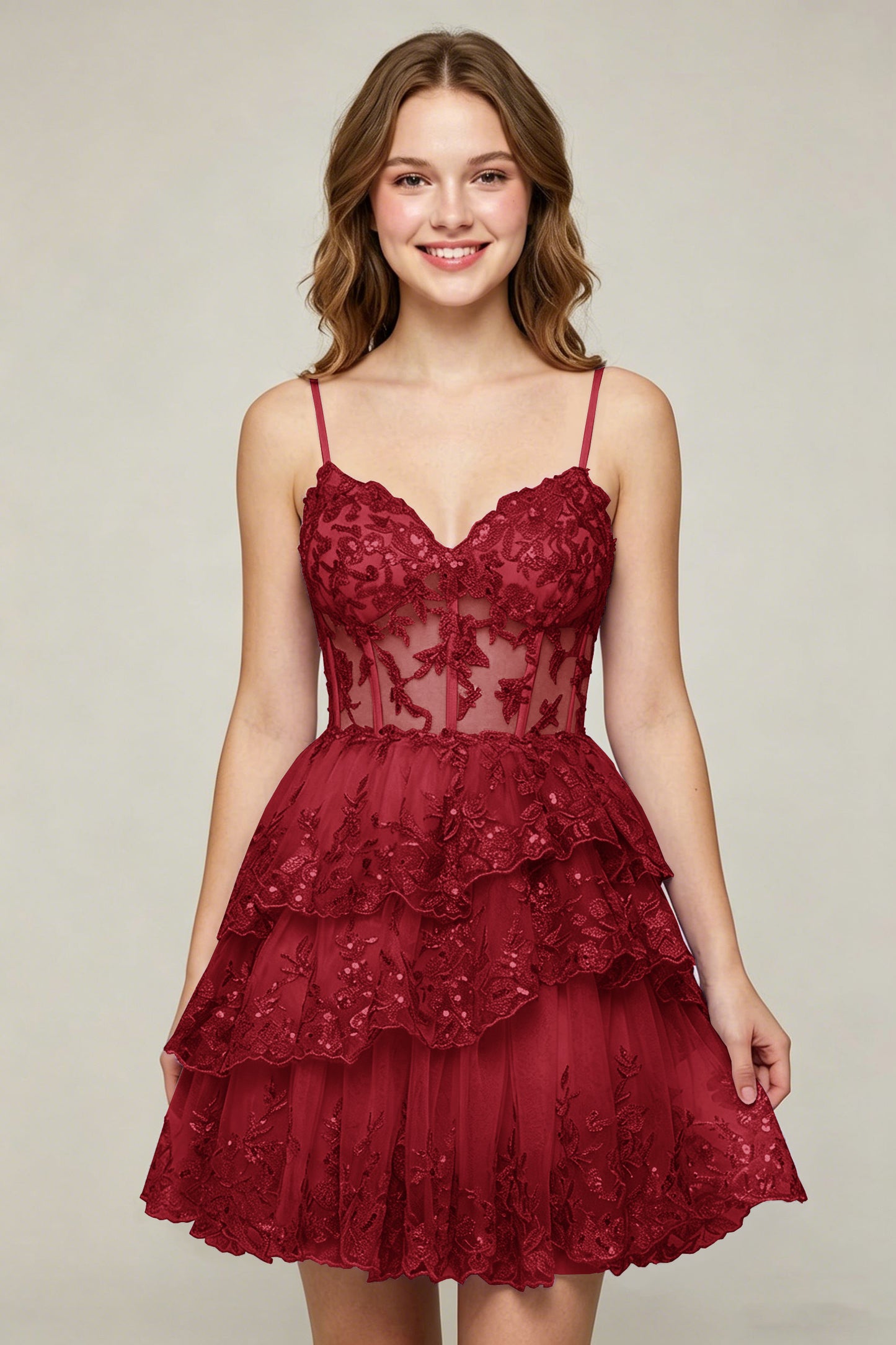 Lavender Sequin Layered Tiered Short Tulle Homecoming Dresses