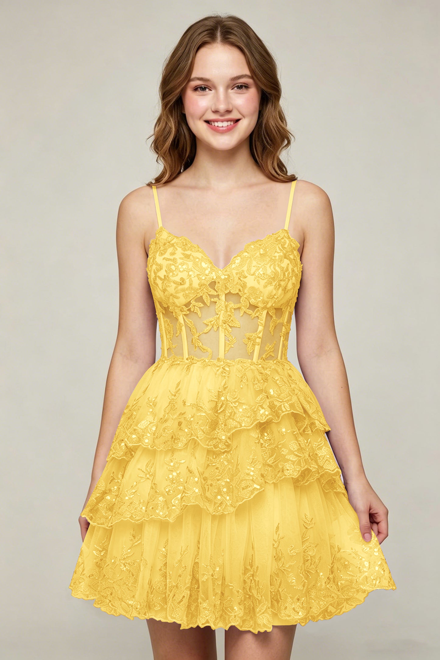 Lavender Sequin Layered Tiered Short Tulle Homecoming Dresses